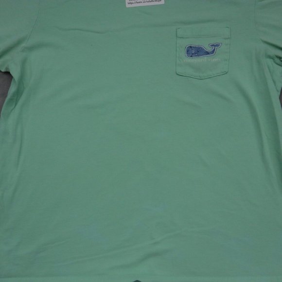 Vineyard Vines Shirt Mens M Green Short Sleeve Round Neck Print Logo Cotton Tee - Picture 9 of 14